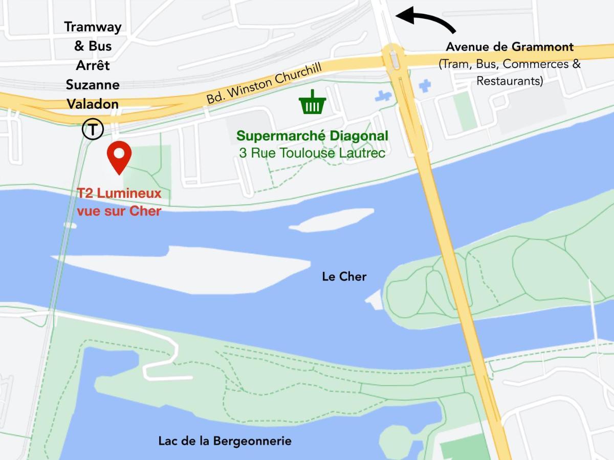 T2 Lumineux Vue Sur Cher, 8Mn Gare & Centre Tours Eksteriør billede